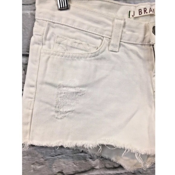 J Brand White Vixen Cut Off Distressed Shorts - Picture 4 of 8